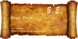 Bogi Erik névjegykártya